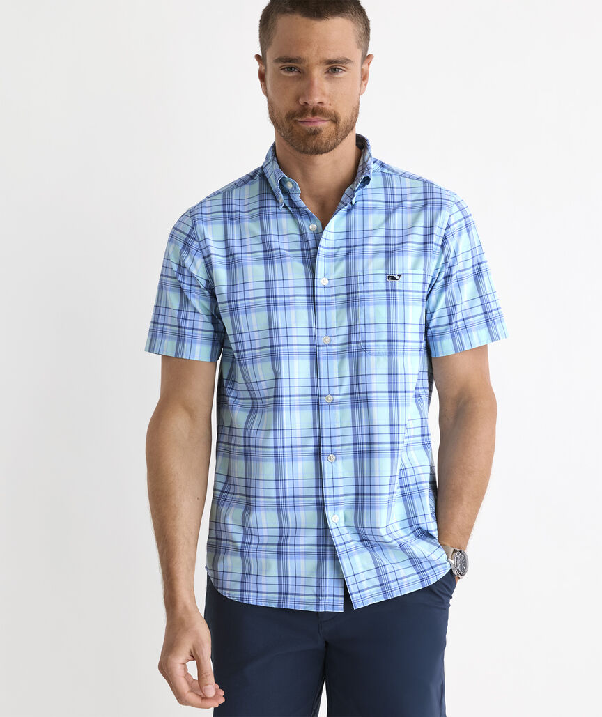 Performance Conch Shell Plaid Short-Sleeve Featherweight Shirt