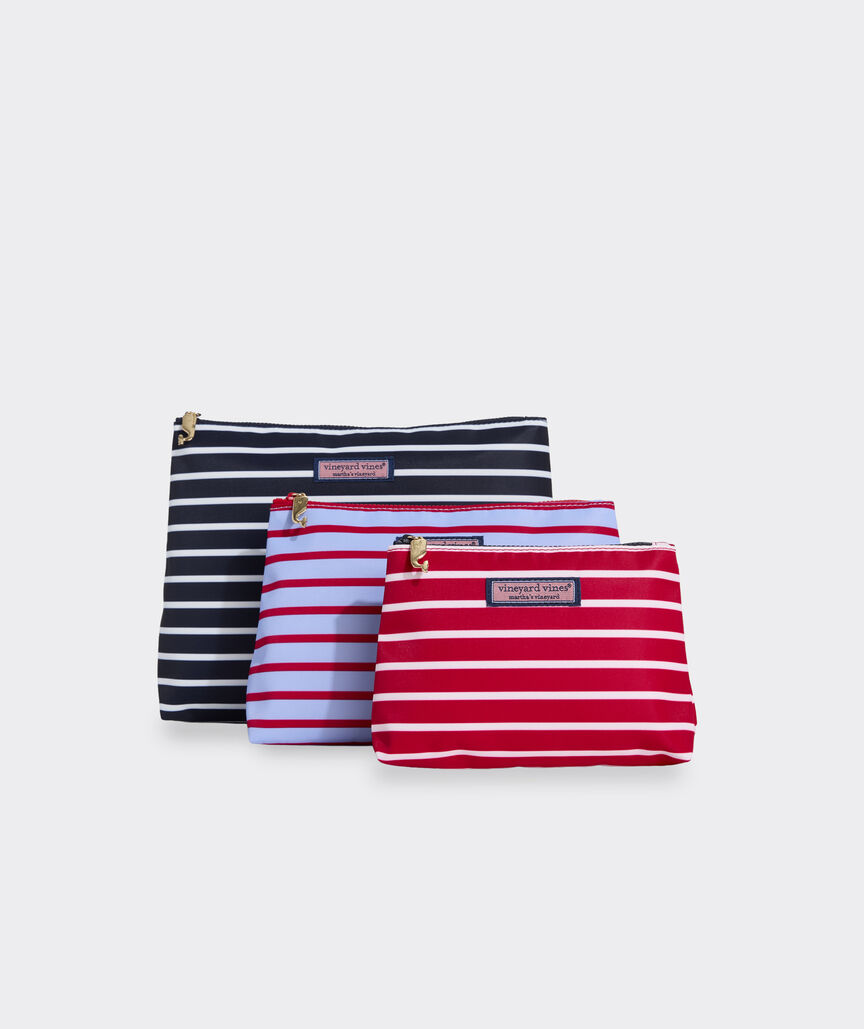 Striped Nylon Pouch Set