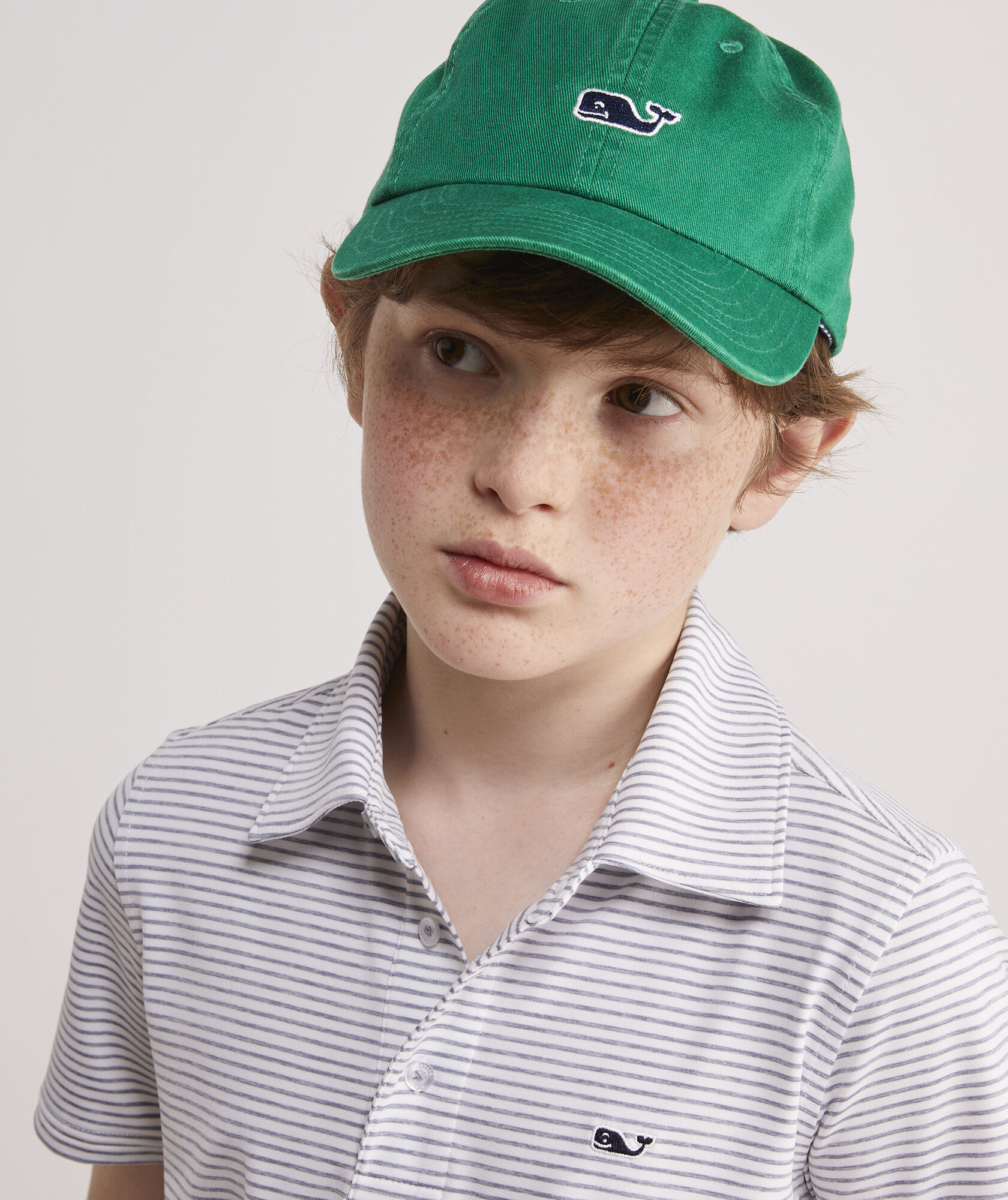 Boys' Stripe Lined Classic Whale Baseball Hat