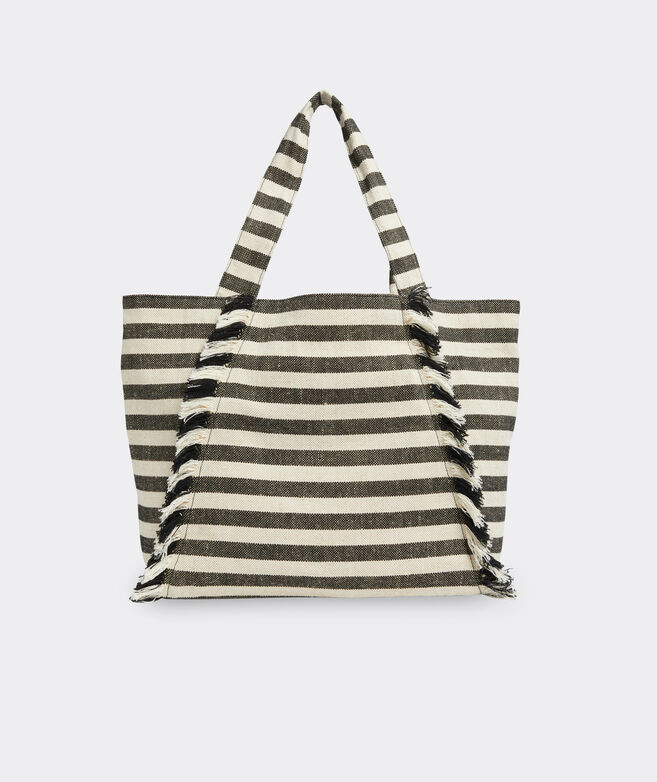Fray Edge Striped Large Tote