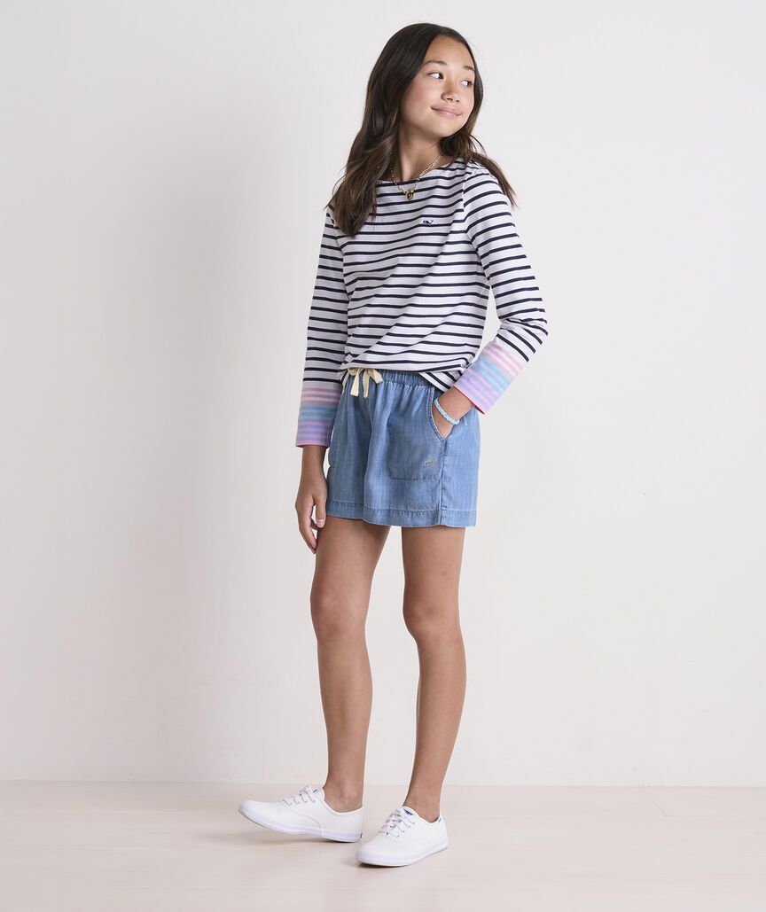 Girls Jersey Boatneck Long-Sleeve Tee