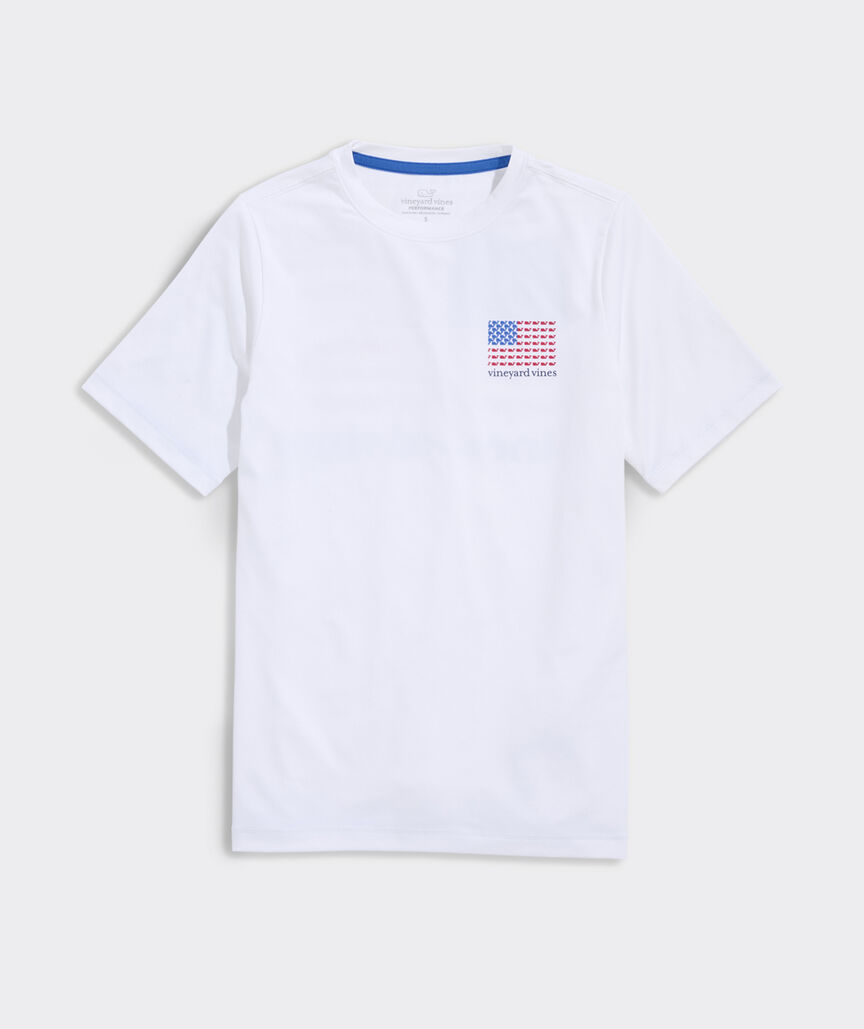 Boys' American Flag Whales Short-Sleeve Harbor Sun Performance Tee