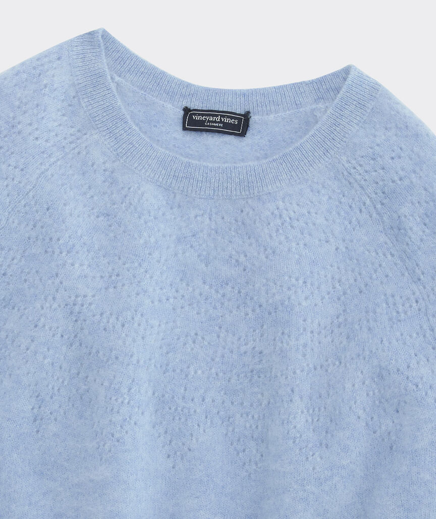 Brushed Cashmere Pointelle Crewneck Sweater