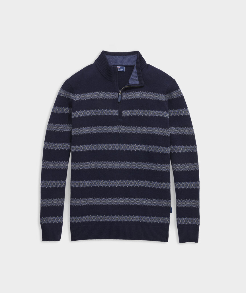 Fair Isle Stripe Quarter-Zip Sweater