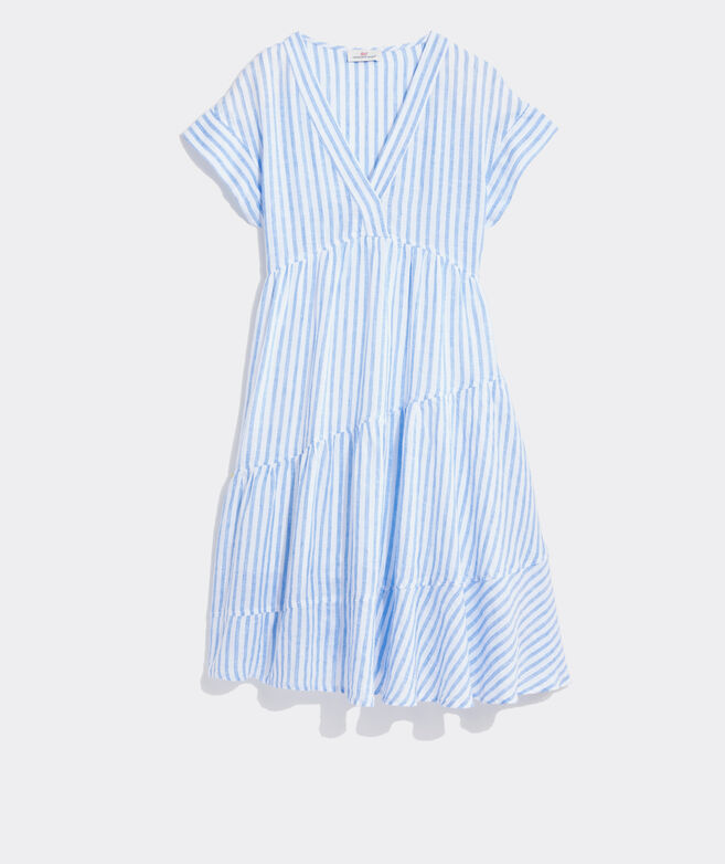 Striped Linen Tiered Dress