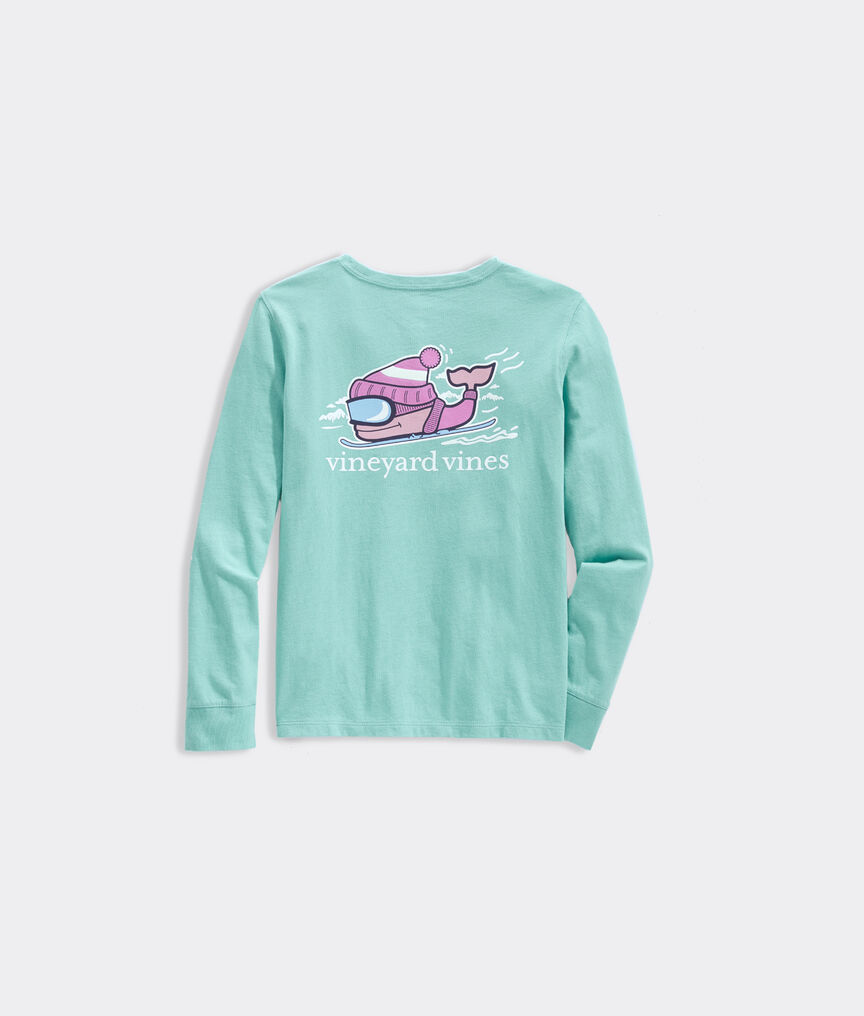 Girls' Glow Ski Whale Long-Sleeve Pocket Tee