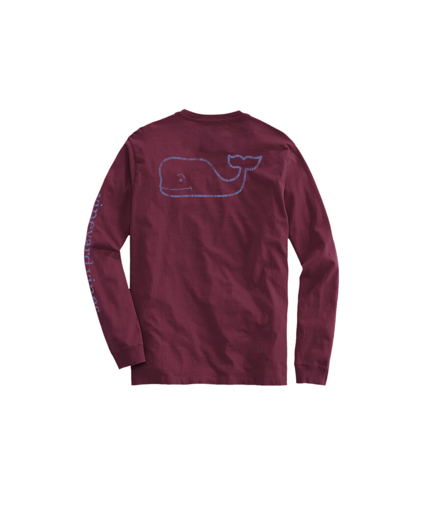 Outlet Long-Seeve Vintage Whale Graphic T-Shirt