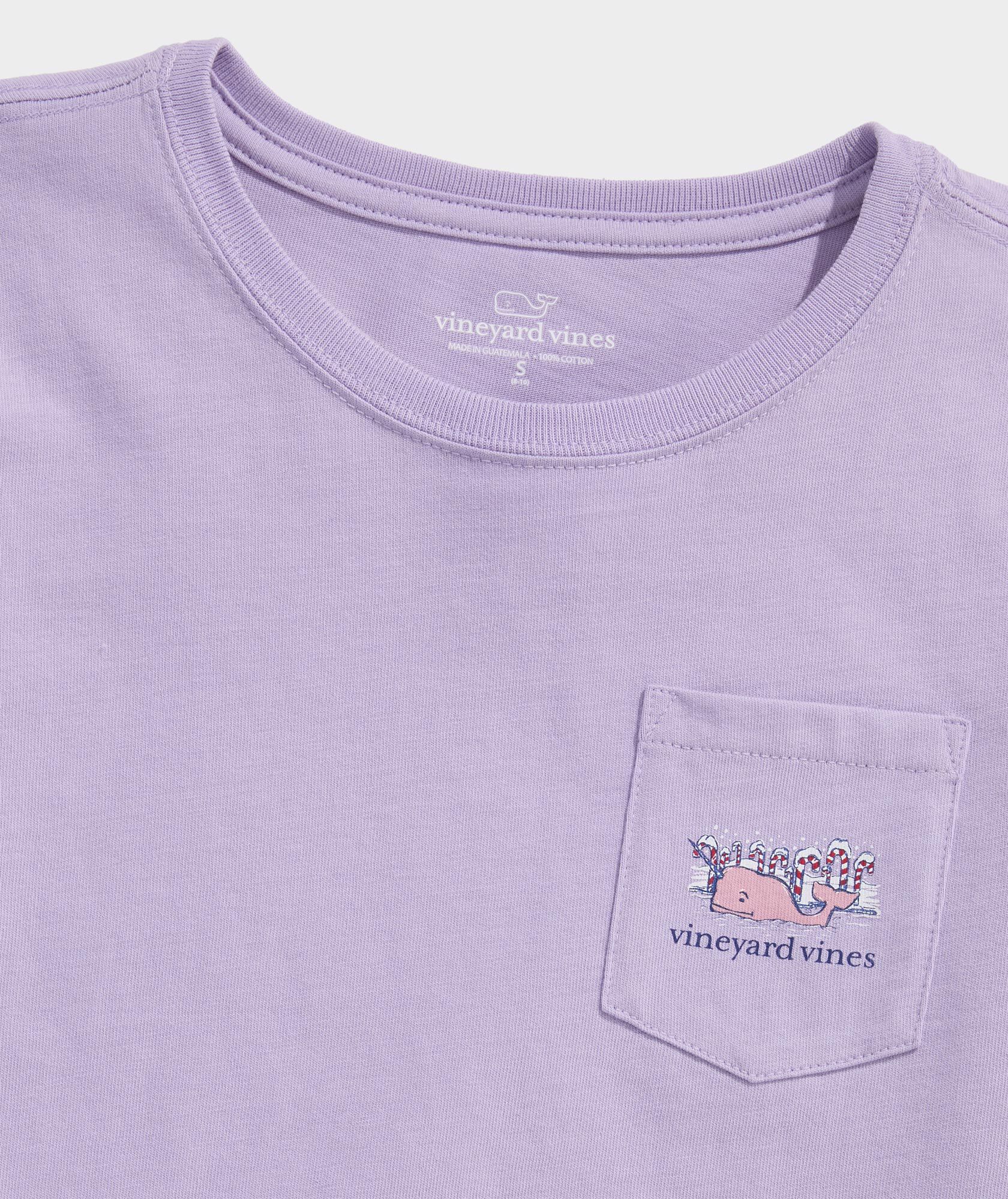 Girls' Glitter Candy Cane Narwhale Long-Sleeve Pocket Tee