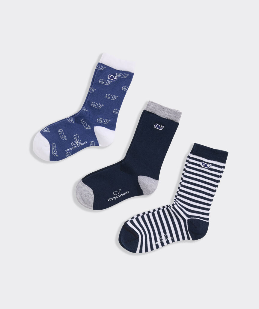 Boys' Whale & Stripe 3-Pack Socks