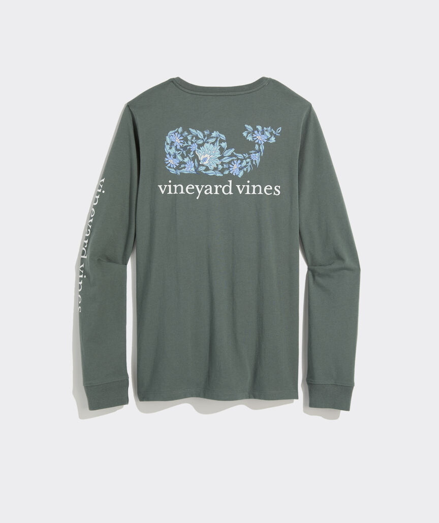 Women's Edie Floral Dynamic Whale Long-Sleeve Pocket Tee