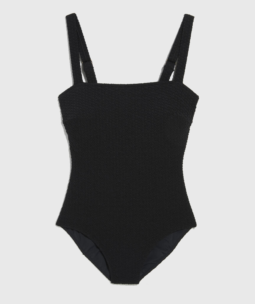 Textured Southampton Square Neck One-Piece