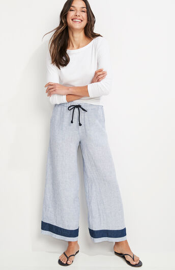 Wide Leg Linen Pull-On Pants