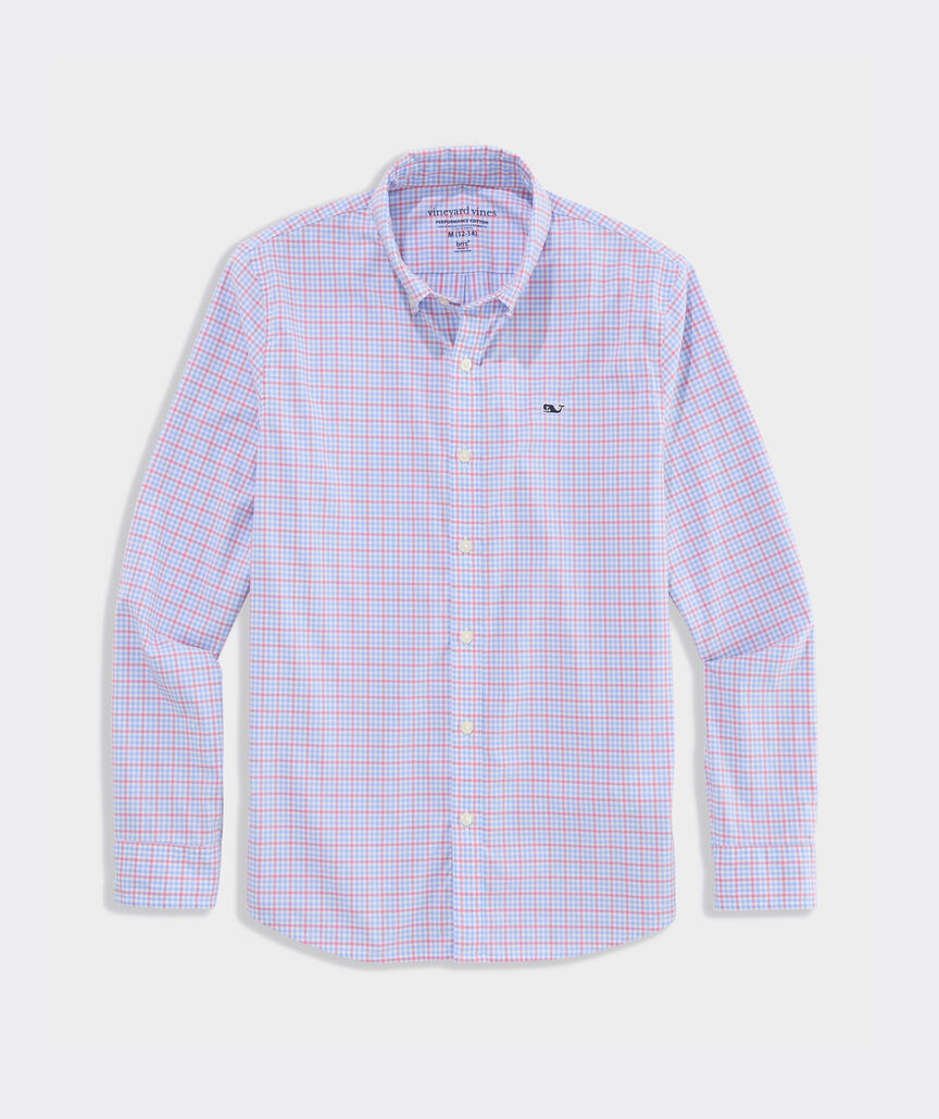 Boys' Catamaran Check Performance Cotton Shirt