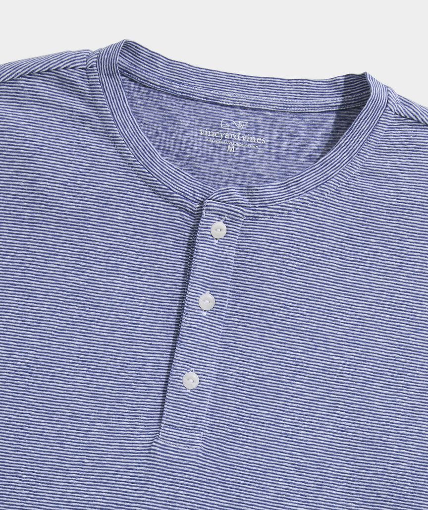 Cotton Linen Short-Sleeve Henley