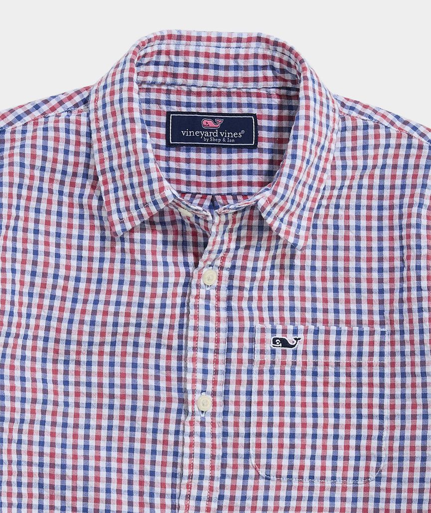Boys' Seersucker Gingham Short-Sleeve Shirt