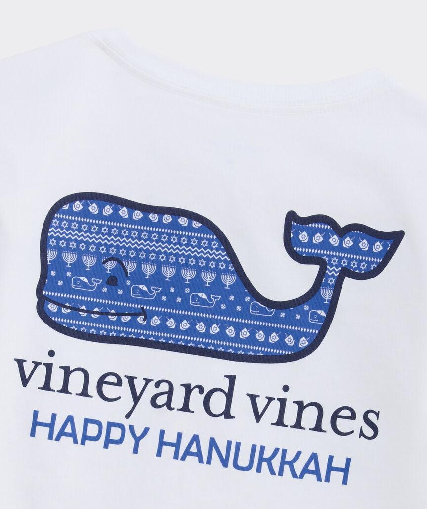Girls' 2026 Hanukkah Whale Long-Sleeve Pocket Tee