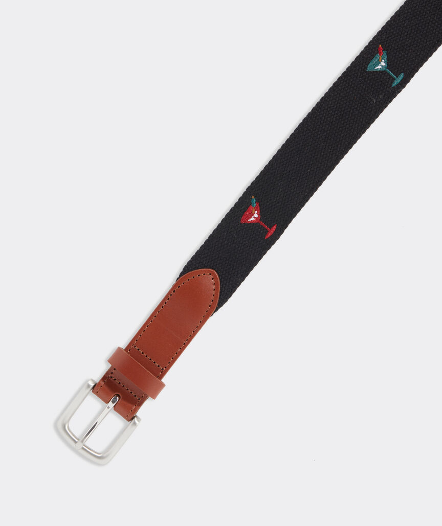 Martinis Embroidered Canvas Club Belt