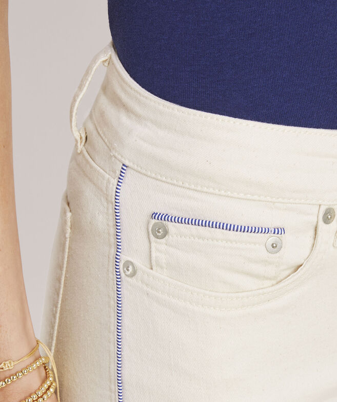 Straight Crop Ecru Stripe Jamie Jeans