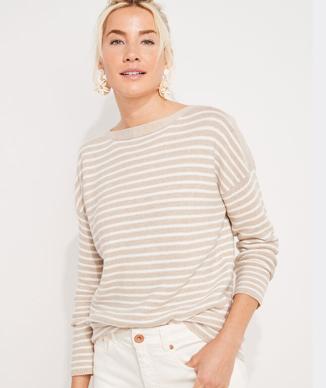 Cotton Striped Boatneck Sweater