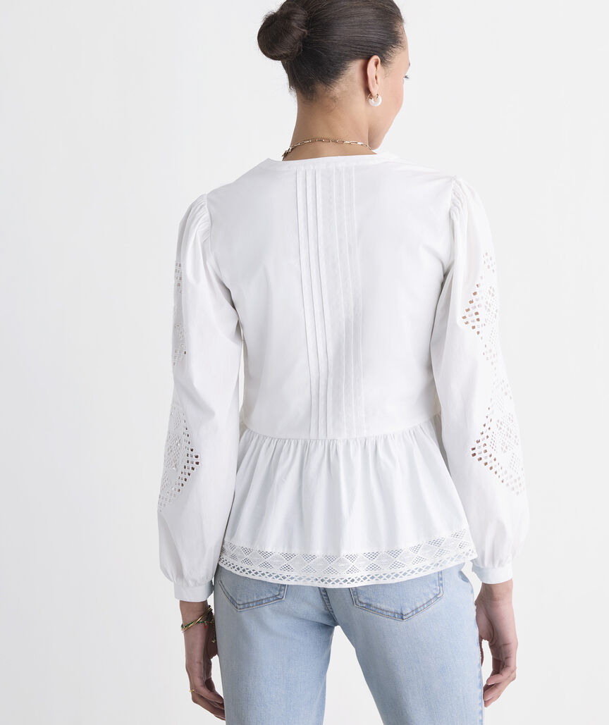 Nora Pintuck Eyelet Top