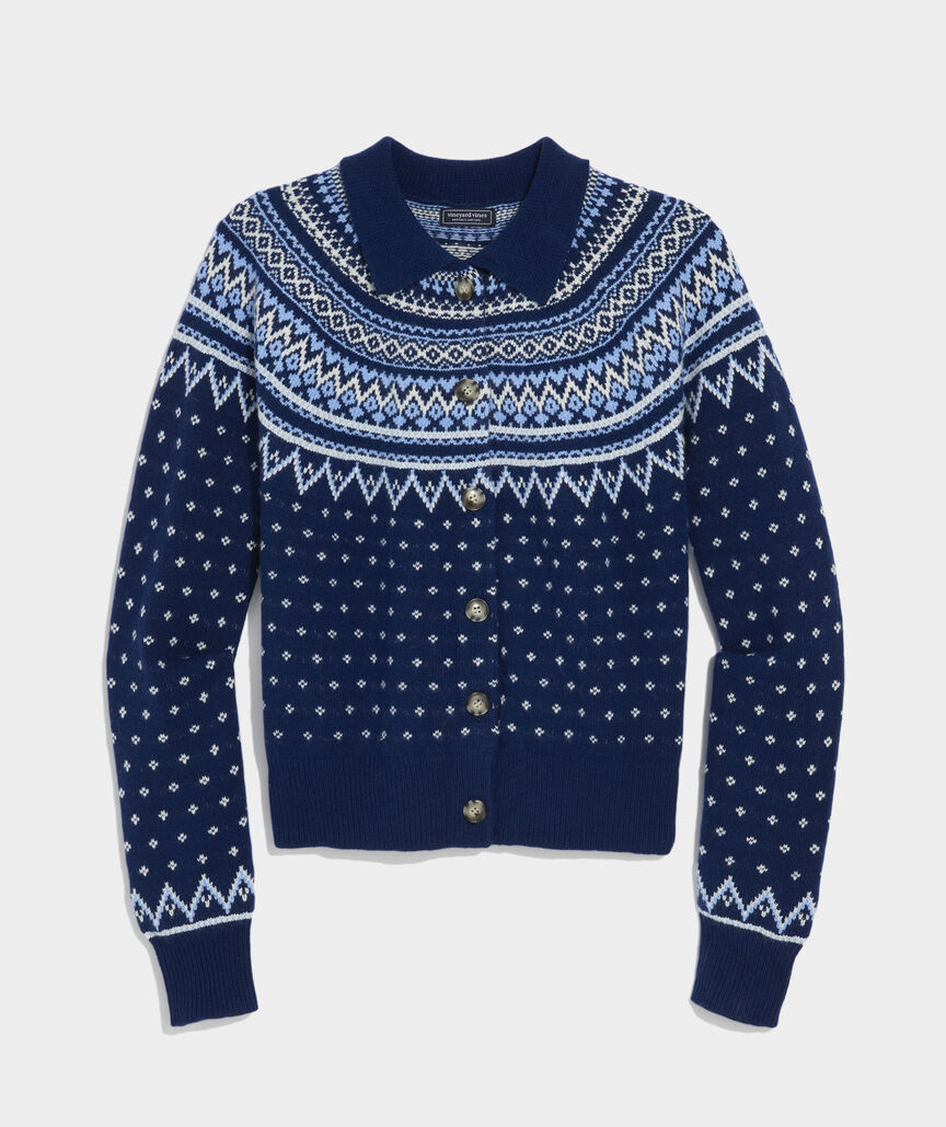 Fair Isle Polo Cardigan