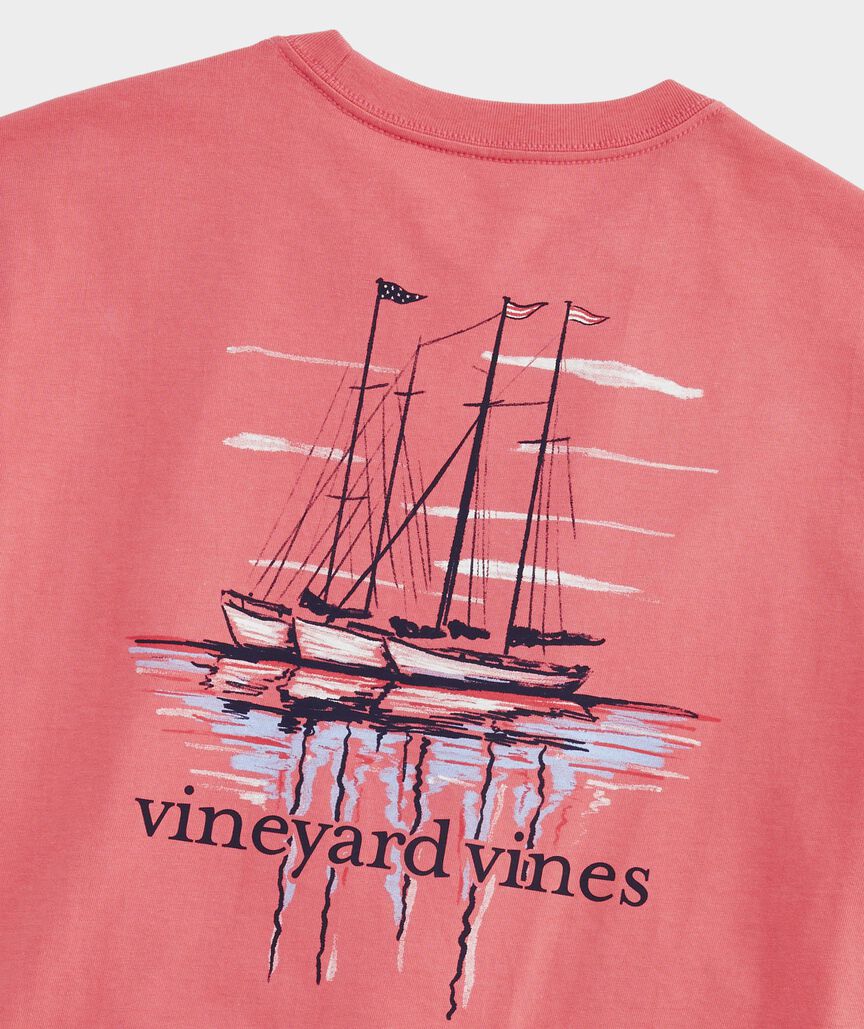 OUTLET USA Painted Sailboat Reflection Short-Sleeve Tee