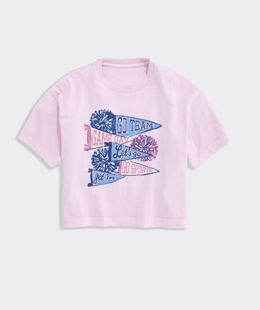 Girls' Drift Dye Burgees and Pom-Poms Boxy Tee