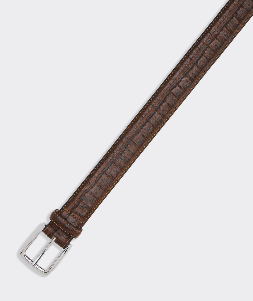 Embossed Crocodile Pattern Leather Belt