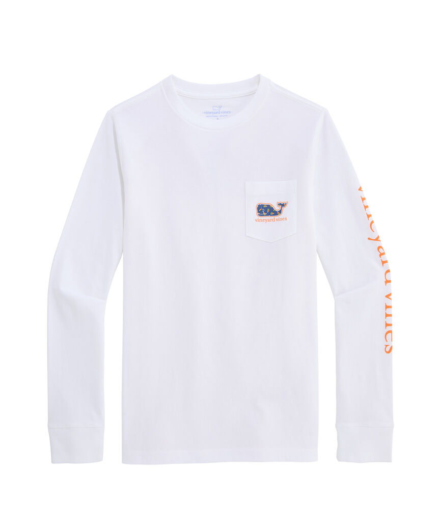 OUTLET Girls' Glitter Candy Corn Whale Long-Sleeve Pocket Tee
