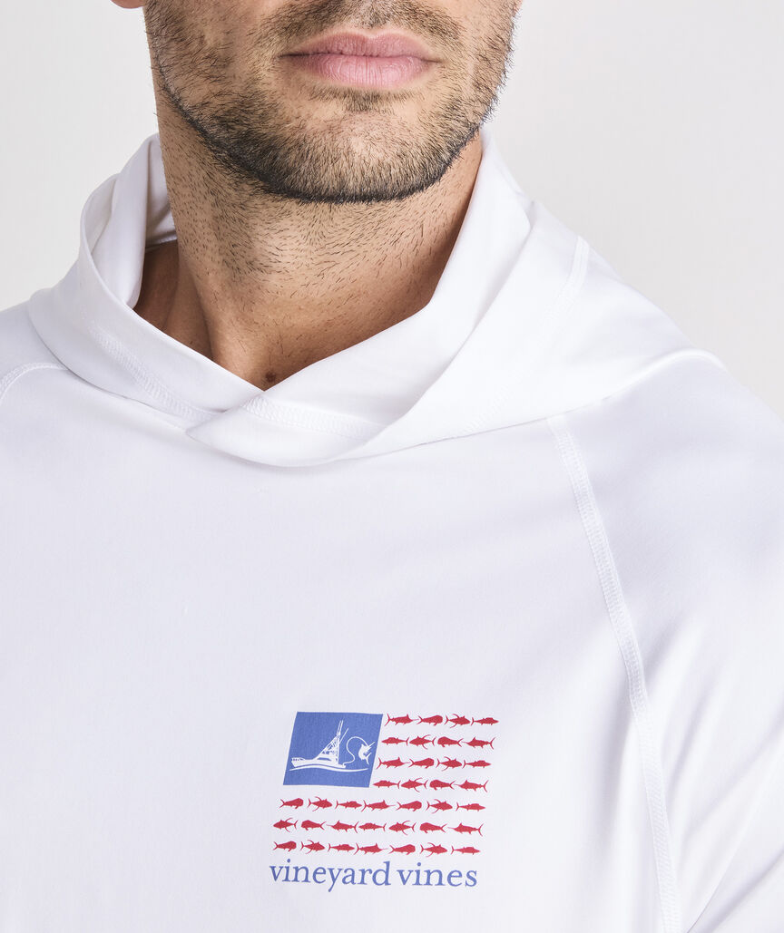 Performance Sportfisher USA Flag Long-Sleeve Harbor Hoodie Tee