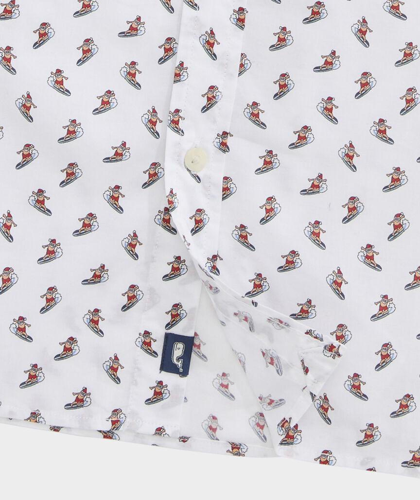 Surfin' Santa Cotton Madras Short-Sleeve Shirt