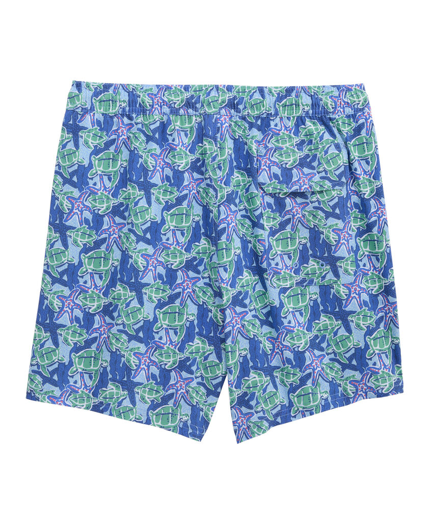 OUTLET 5 Inch Turtles & Starfish Chappy Swim Trunks