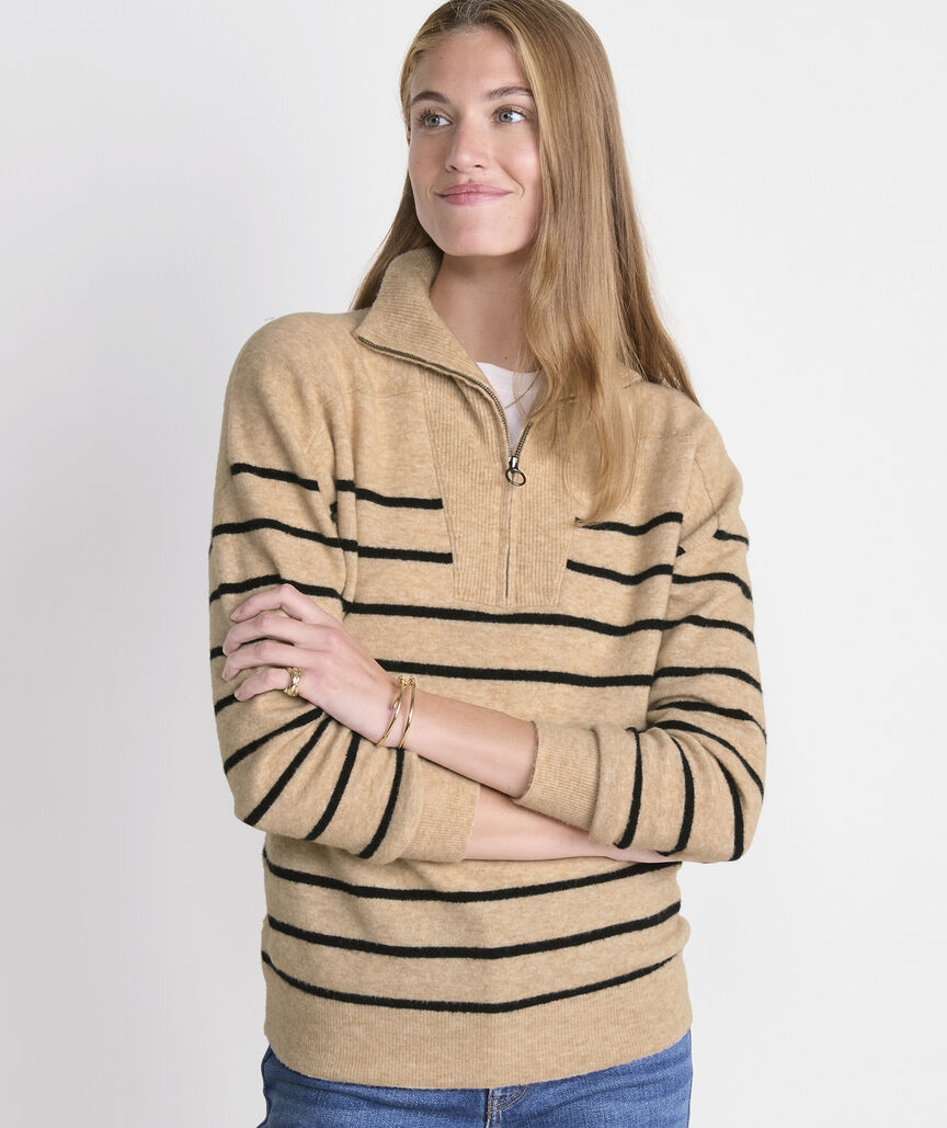 Breton Stripe Half-Zip Sweater