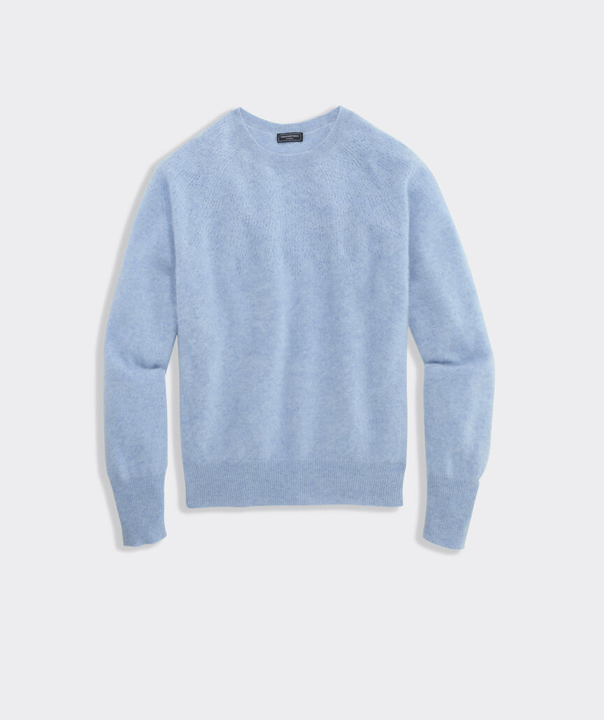 Brushed Cashmere Pointelle Crewneck Sweater