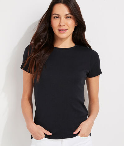 Vineyard Vines Solid Crewneck Short-Sleeve Simple T-Shirt (Black) (Size: Small)