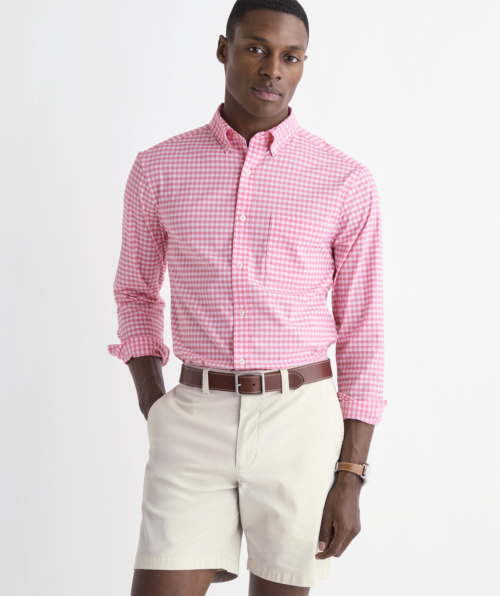 Shop Performance Cotton Skysail Gingham Shirt at vineyard vines