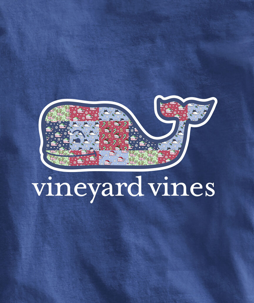 OUTLET Kids' Holiday Patchwork Whale Long-Sleeve Pocket Tee