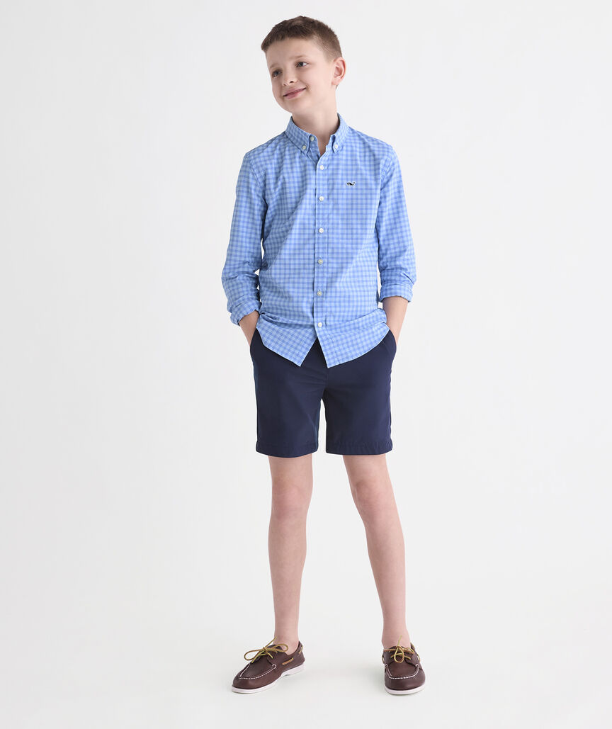 Boys' Lemon Shark Gingham Featherweight Performance Shirt