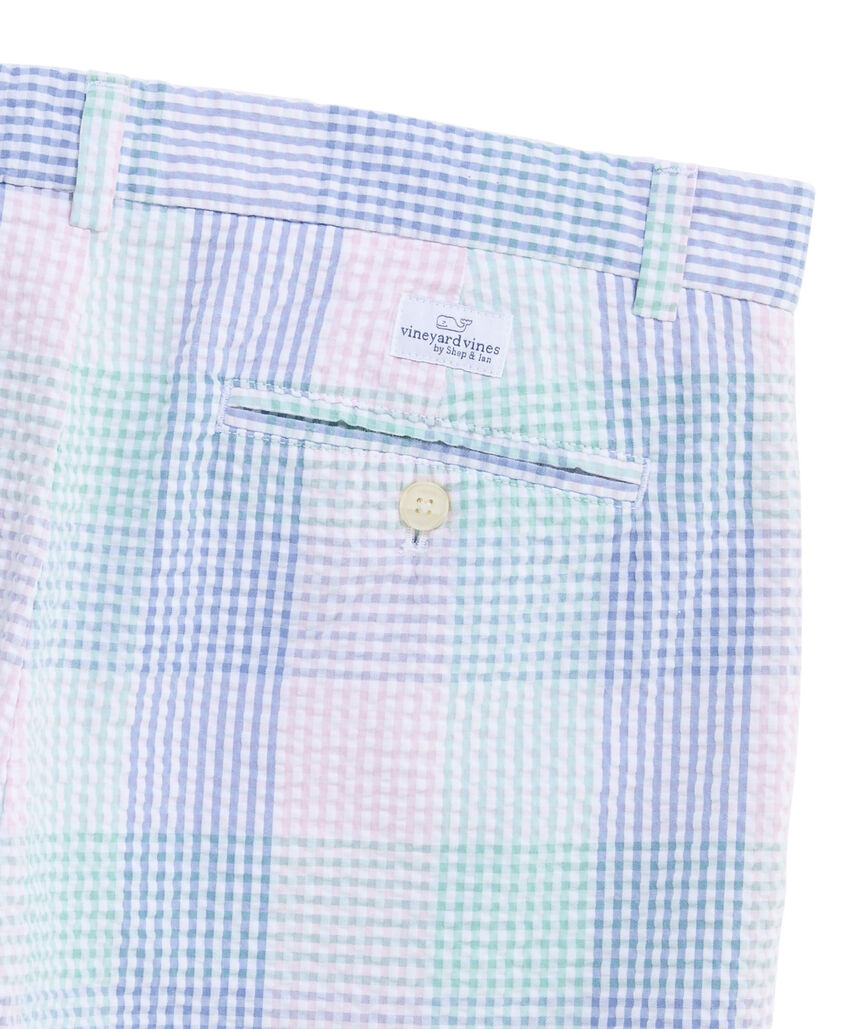 OUTLET 7 Inch Seersucker Plaid Breaker Shorts