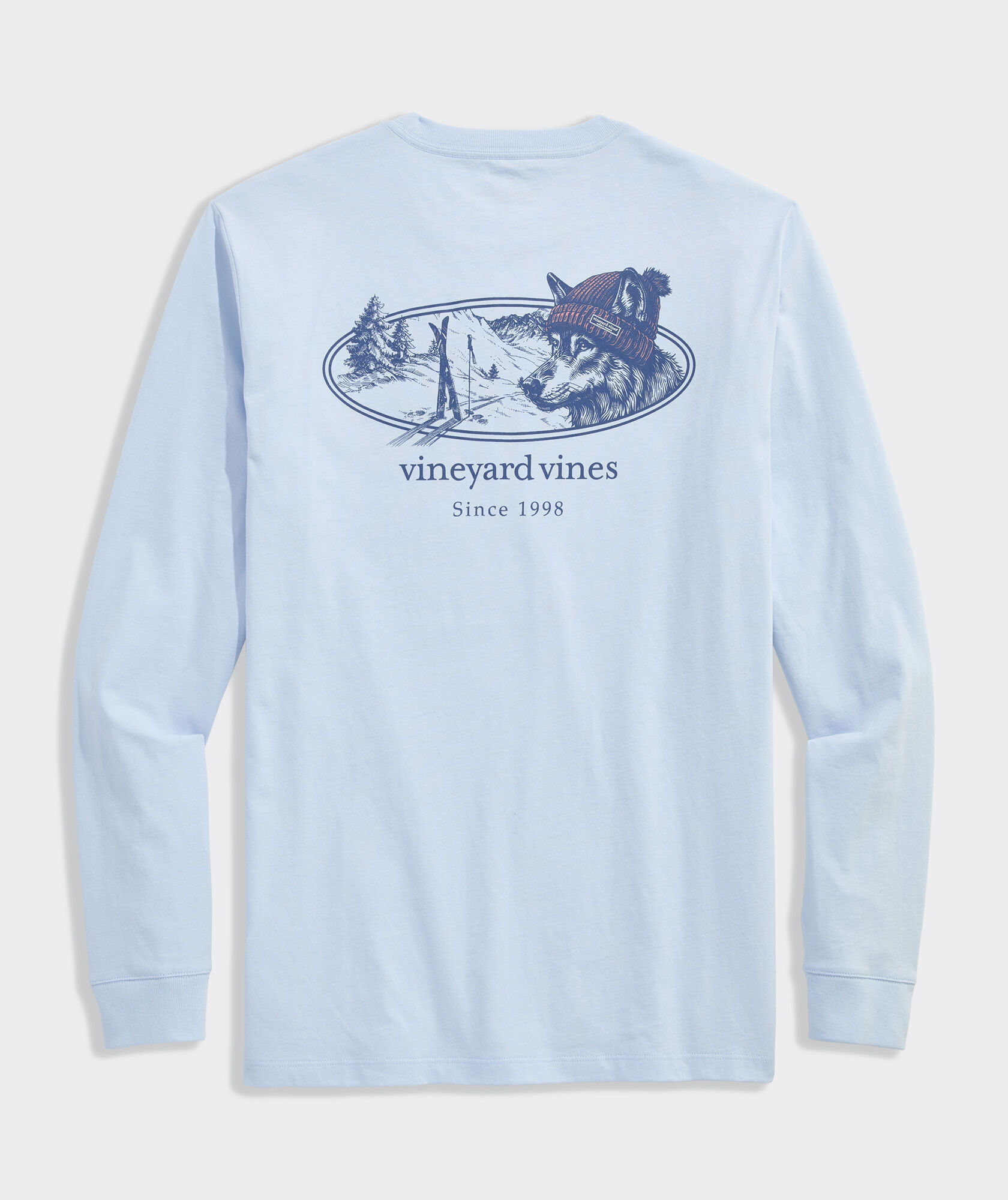 Husky Ski Dog Long-Sleeve Pocket Tee
