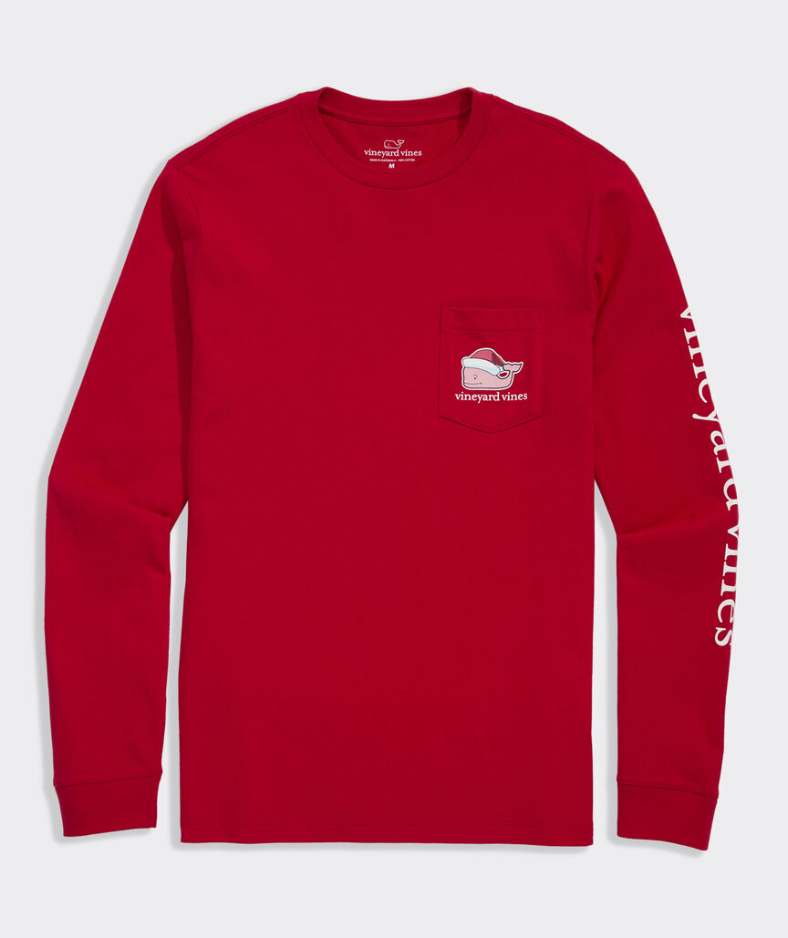 Santa Whale Long-Sleeve Pocket Tee