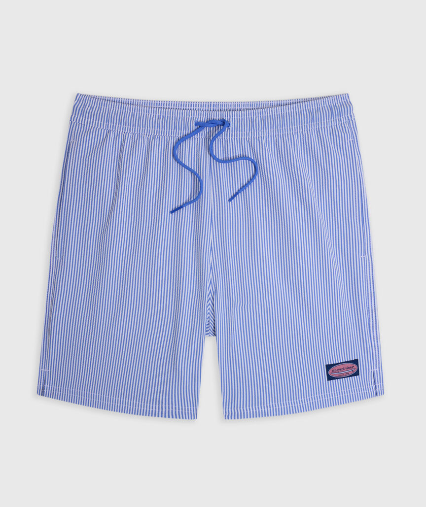 OUTLET 7 Inch Seersucker Chappy Swim Trunks