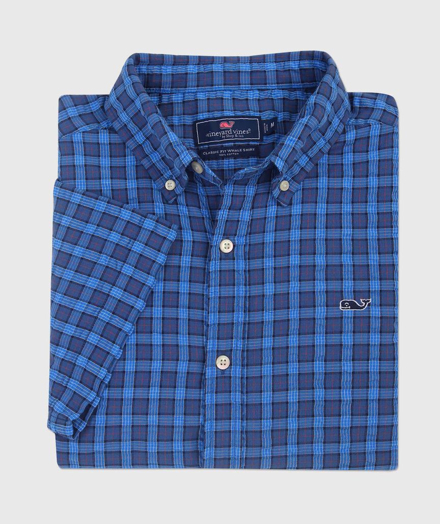 OUTLET Seersucker Plaid Short-Sleeve Shirt