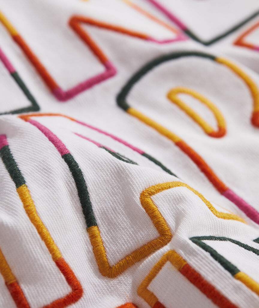 Girls' Rainbow VV Embroidery Short-Sleeve Tee
