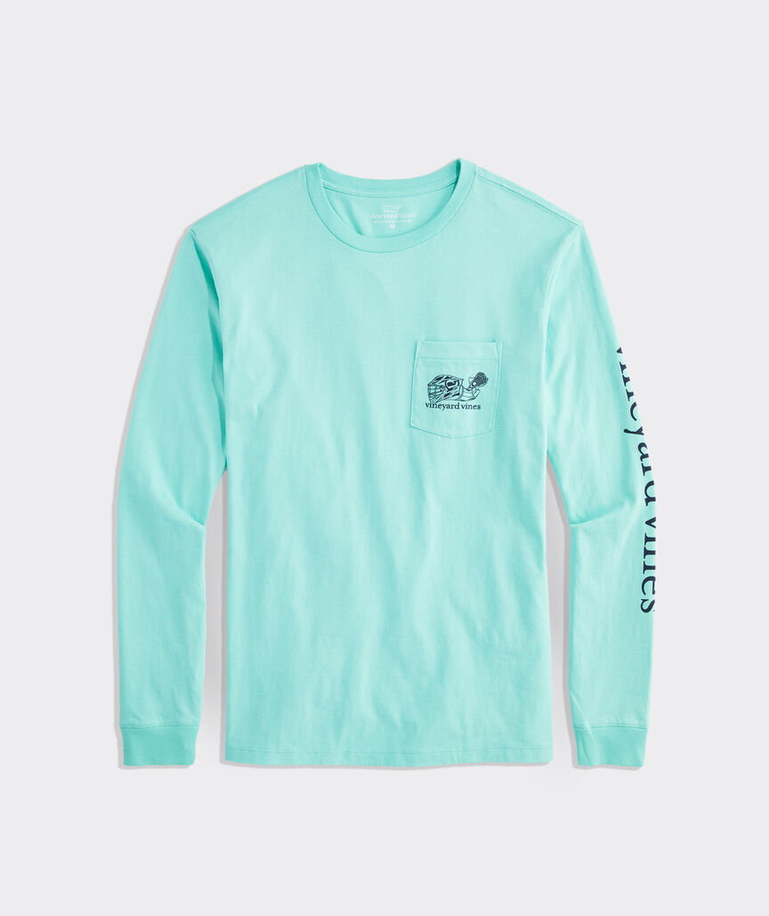 Lacrosse Player Outline Long-Sleeve Pocket Tee