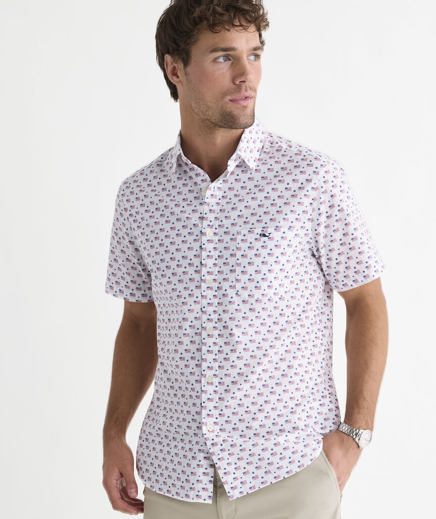 Cotton Flags & Stars Short-Sleeve Shirt