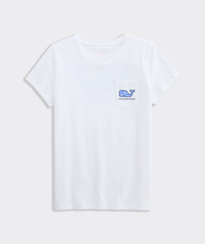 Girls' Hibiscus Block Print Whale Short-Sleeve Pocket Tee