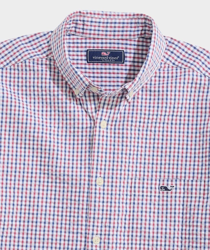 Seersucker Gingham Short-Sleeve Shirt