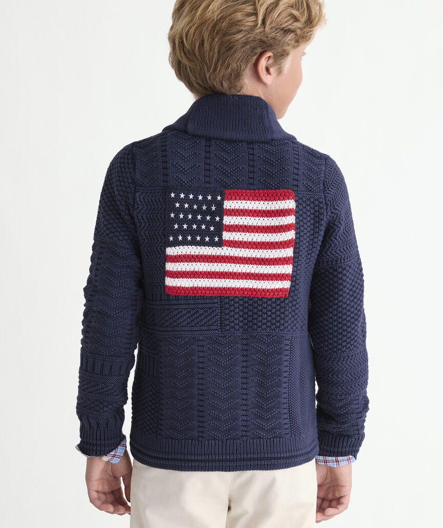 Boys' USA Patchwork Cardigan