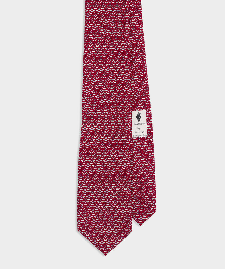 Crossed Hockey Sticks & Whale Silk Tie